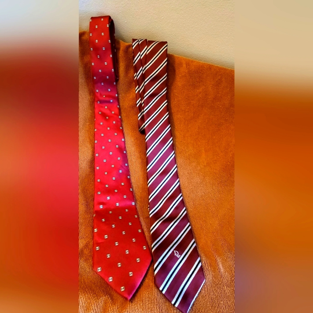 TWO CLASSIC CHRISTIAN DIOR NECKTIES